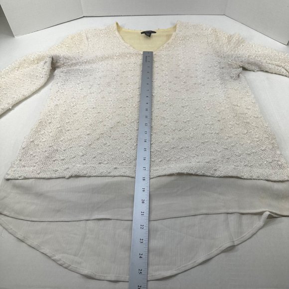 Alfani Womens Sz Large Top V Neck Lined Lace Outer Hi Lo Pullover White Preowned - Picture 12 of 14